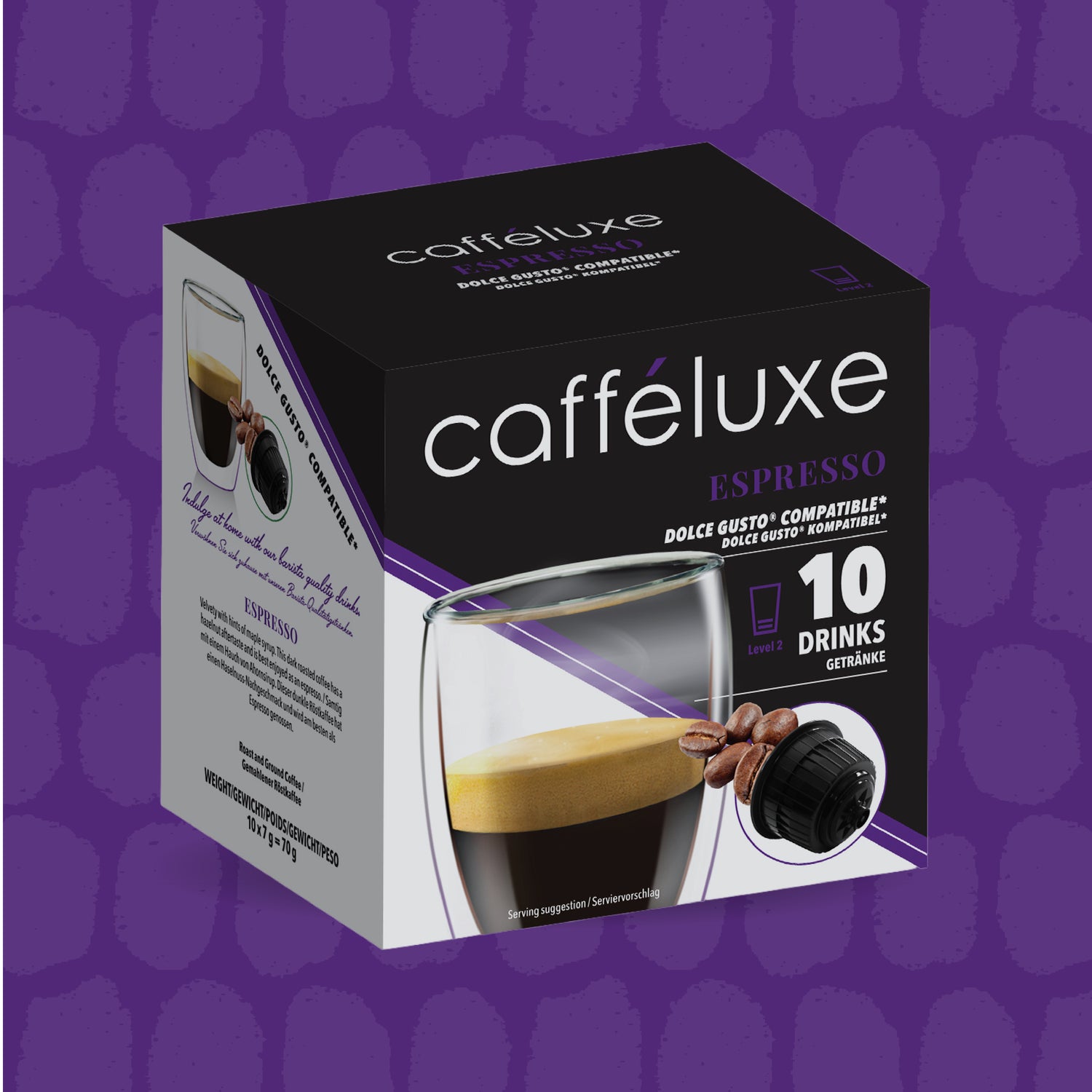 Caffeluxe Espresso | 10 Coffee Capsules | Single Serve | Dolce Gusto® Compatible