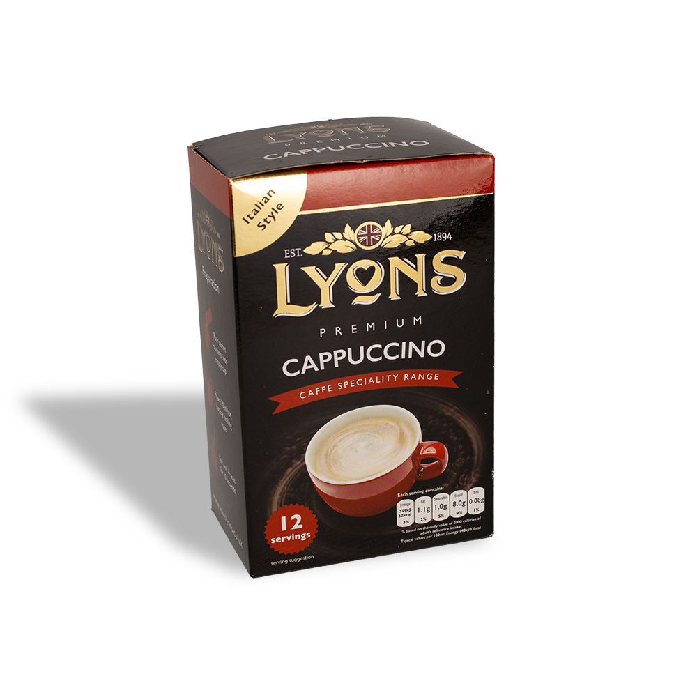 Lyons Cappuccino Sachets 12 Sachets Cafféluxe Coffee