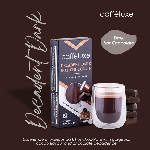 Cafféluxe Signature Decadent Dark Hot Chocolate | 10 Capsules | Nespresso® Compatible