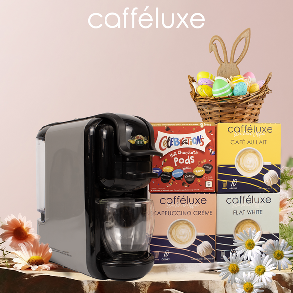 Caffeluxe Easter Basket Bundle | Friends Duo Machine & 38 Dolce Gusto Compatible Pods