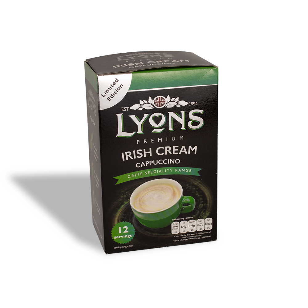 Lyons Irish Cream Cappuccino Sachets 12 Sachets Cafféluxe Coffee
