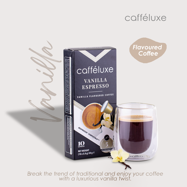 Cafféluxe Signature Vanilla Espresso | 10 Flavoured Coffee Capsules | Nespresso® Compatible