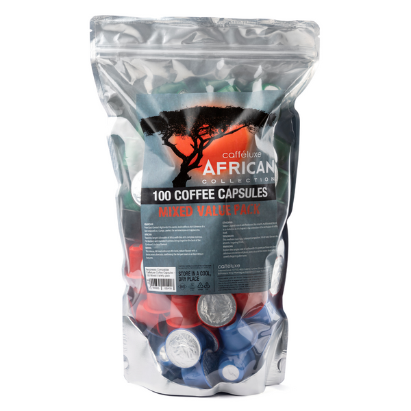 Caffeluxe African Mixed Variety | 100 Coffee Capsules | Nespresso® Compatible