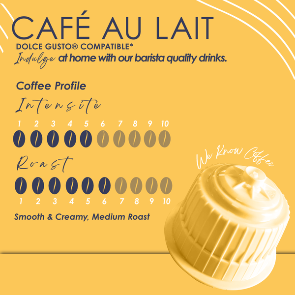 Cafféluxe Café Au Lait | 10 Capsules | Single Serve | Dolce Gusto® Compatible