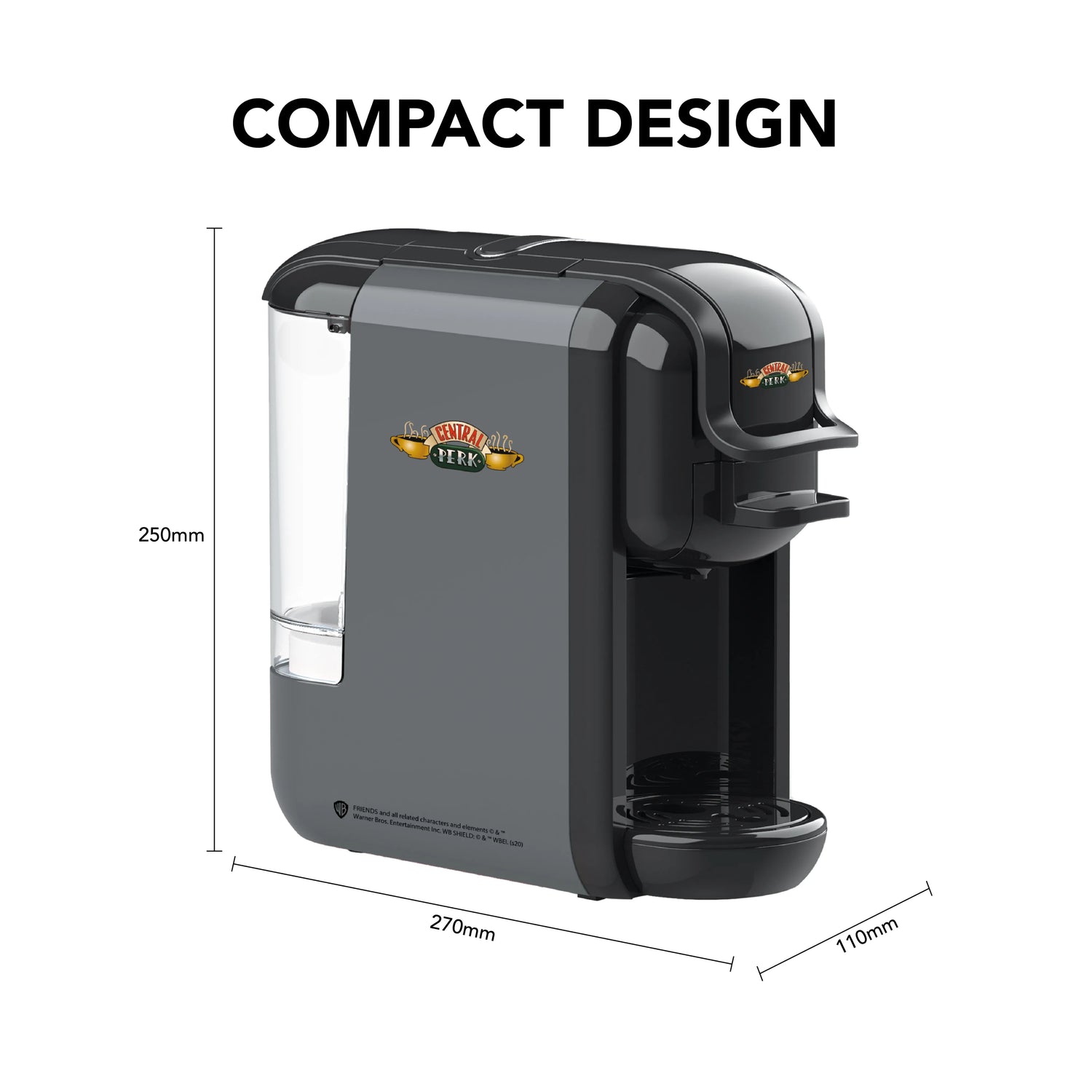 Caffeluxe F.R.I.E.N.D.S DUO Machine | Nespresso® & Dolce Gusto® Compatible | Central Perk + 2 Cases of Dolce Gusto® Compatible Skimmed Milk Capsules FREE