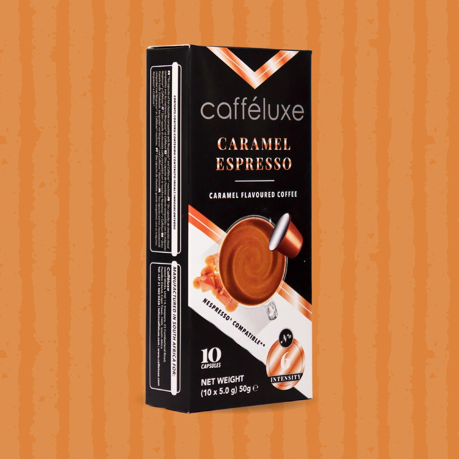 Cafféluxe Signature Caramel Espresso | 10 Flavoured Coffee Capsules | Nespresso® Compatible