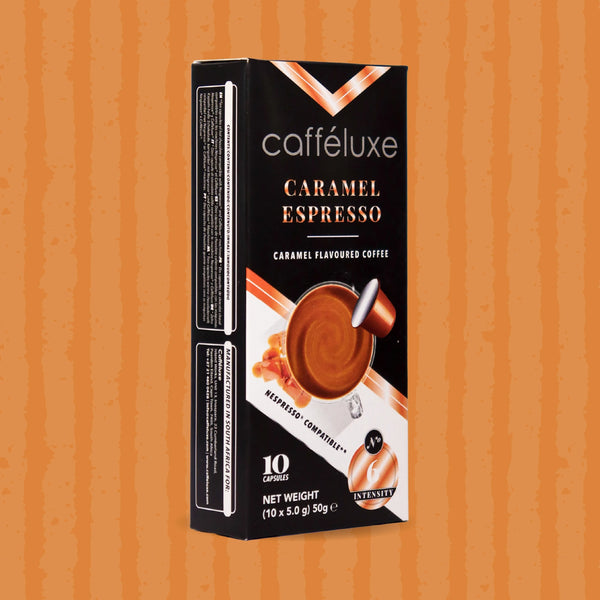 Cafféluxe Signature Caramel Espresso | 10 Flavoured Coffee Capsules | Nespresso® Compatible