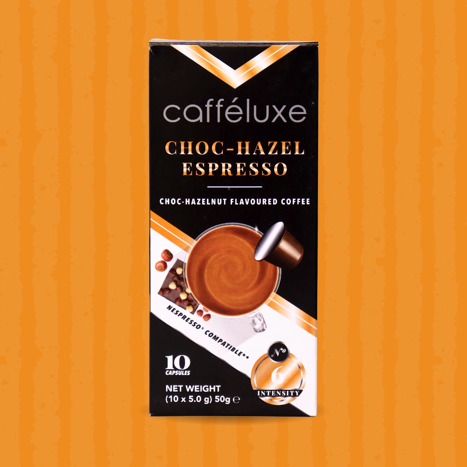 Cafféluxe Signature Choc-Hazel Espresso | 10 Flavoured Coffee Capsules | Nespresso® Compatible