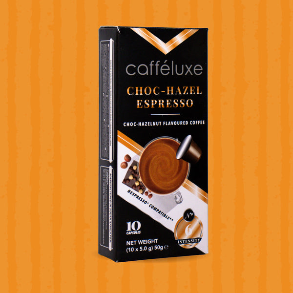 Cafféluxe Signature Choc-Hazel Espresso | 10 Flavoured Coffee Capsules | Nespresso® Compatible