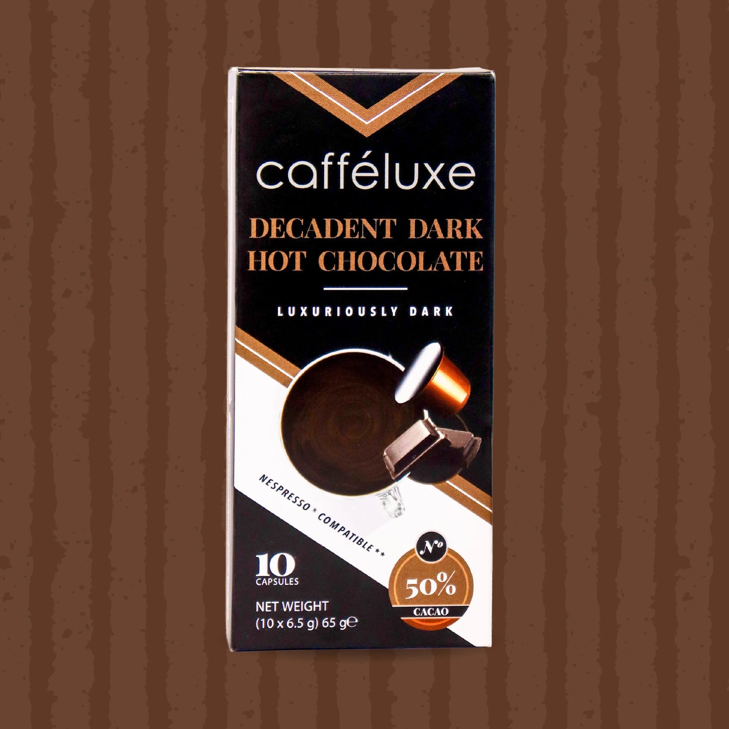 Cafféluxe Signature Decadent Dark Hot Chocolate | 10 Capsules | Nespresso® Compatible