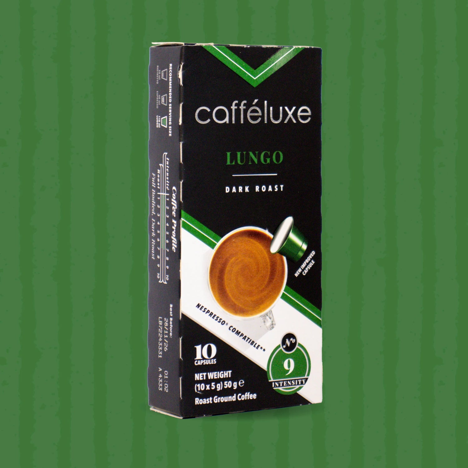 Cafféluxe Signature Lungo Dark Roast | 10 Coffee Capsules | Nespresso® Compatible