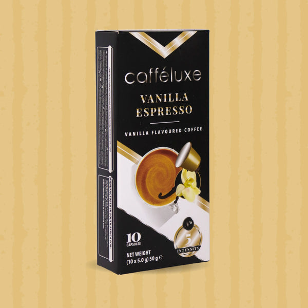 Cafféluxe Signature Vanilla Espresso | 10 Flavoured Coffee Capsules | Nespresso® Compatible