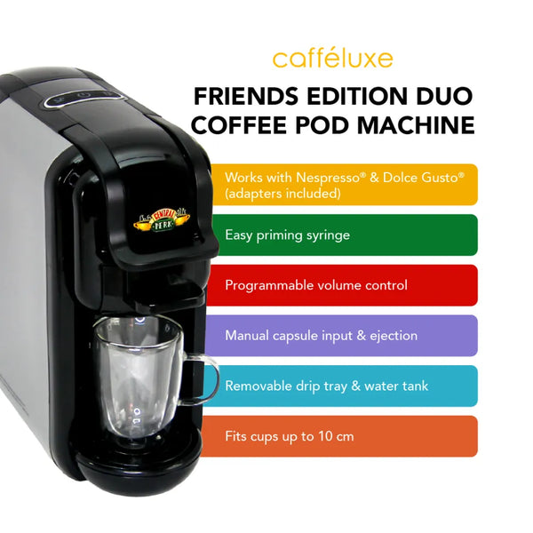 Caffeluxe F.R.I.E.N.D.S DUO Machine | Nespresso® & Dolce Gusto® Compatible | Central Perk