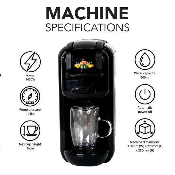 Caffeluxe F.R.I.E.N.D.S DUO Machine | Nespresso® & Dolce Gusto® Compatible | Central Perk
