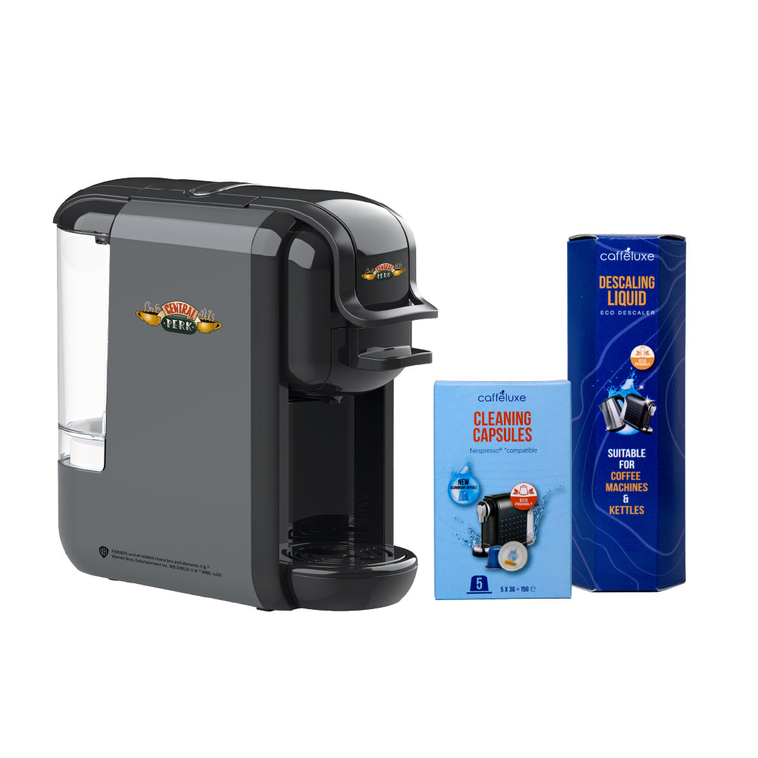 Caffeluxe F.R.I.E.N.D.S DUO Machine | Nespresso® & Dolce Gusto® Compatible | Central Perk + FREE 250ml Descaler & Aluminum Cleaning Capsules