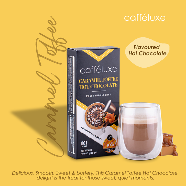 Cafféluxe Signature Caramel Toffee Hot Chocolate l 10 Capsules l Nespresso® Compatible