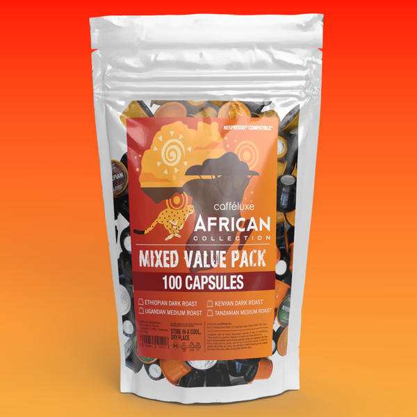 Caffeluxe African Mixed Variety | 100 Coffee Capsules | Nespresso® Compatible