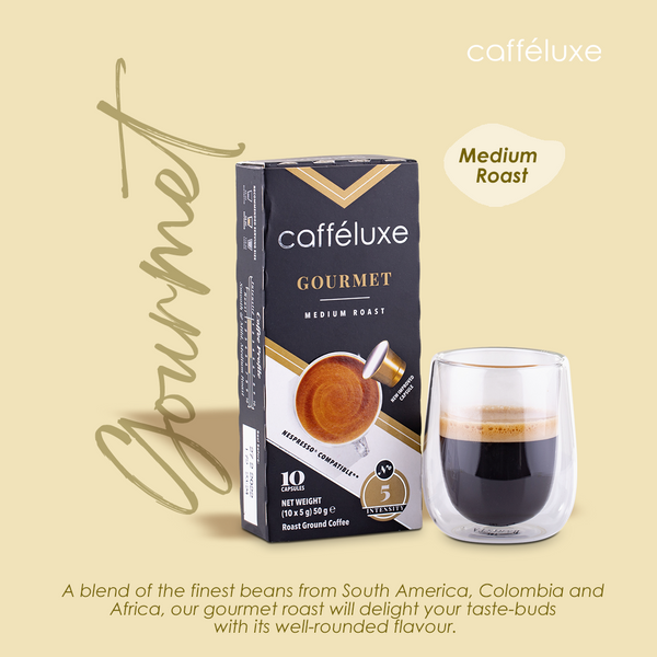 Cafféluxe Signature Gourmet Roast | 10 Coffee Capsules | Nespresso® Compatible