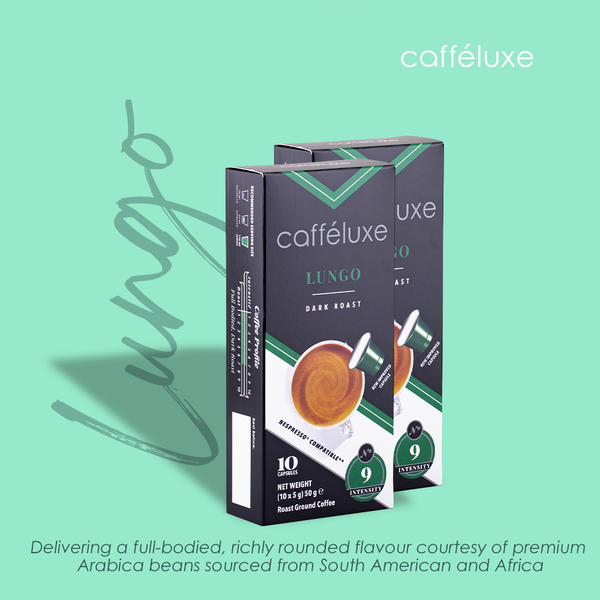 Cafféluxe Signature Lungo Dark Roast | 10 Coffee Capsules | Nespresso® Compatible