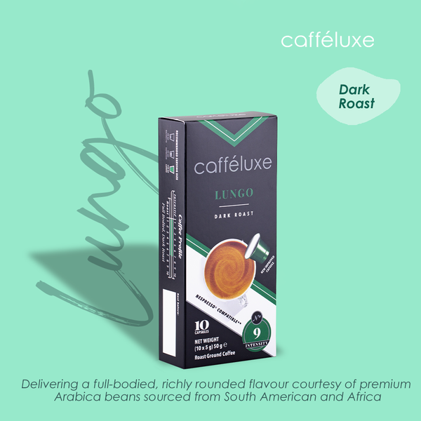 Cafféluxe Signature Lungo Dark Roast | 10 Coffee Capsules | Nespresso® Compatible