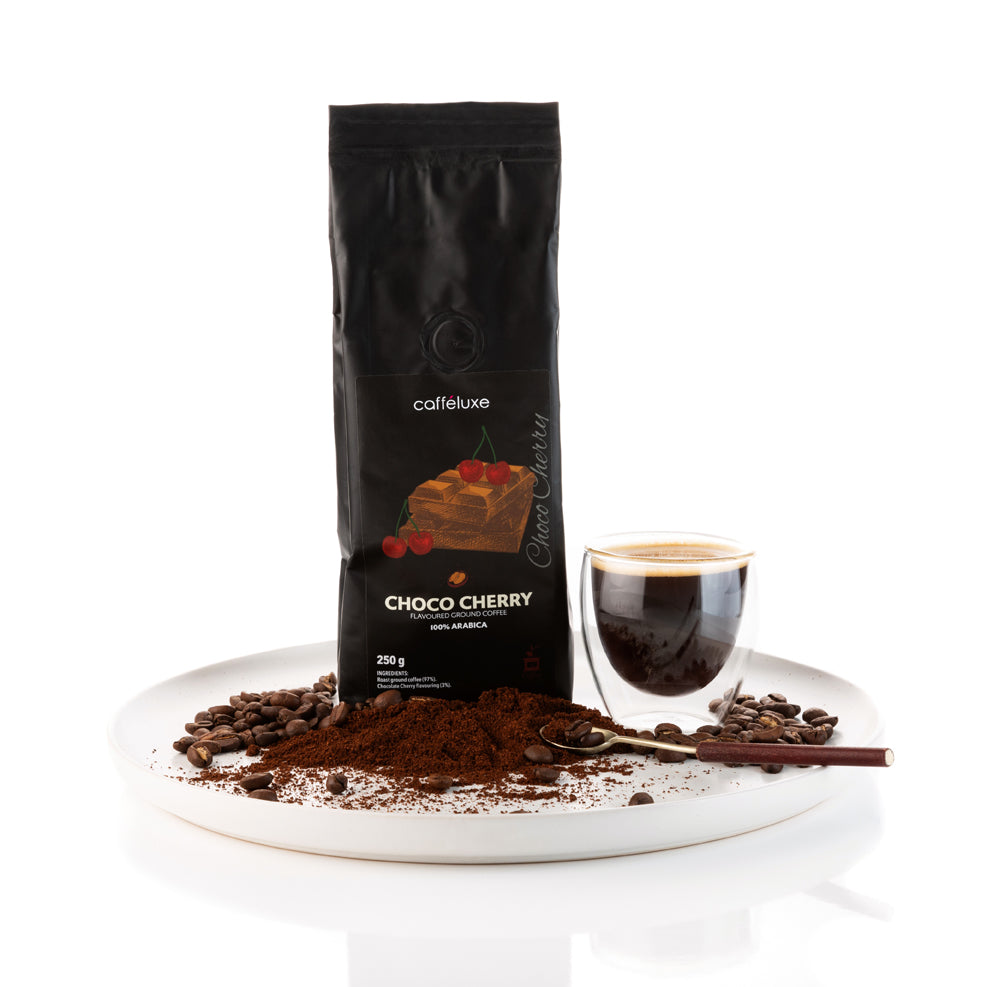 Caffeluxe Choco Cherry Flavoured Ground Coffee 