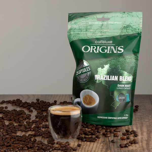 Cafféluxe Origins Brazilian Blend | 25 Coffee Capsules | Nespresso® Compatible