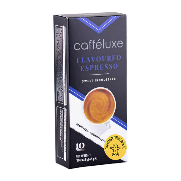 Cafféluxe Signature Cinnamon Gingerbread l 10 Flavoured Coffee Capsules l Nespresso® Compatible