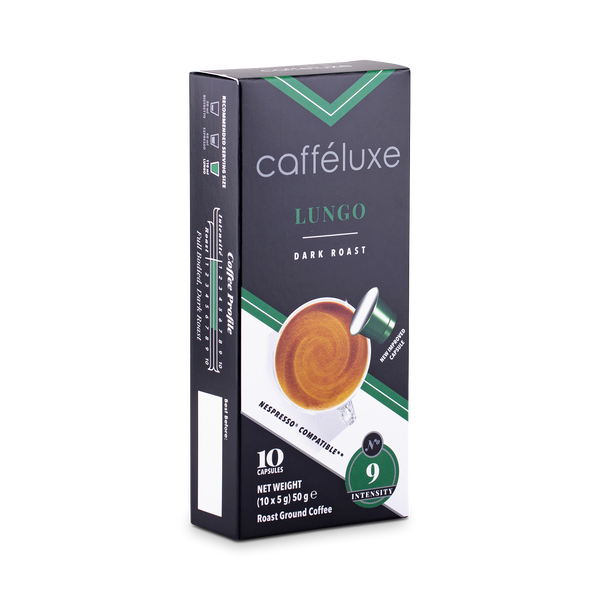 Cafféluxe Signature Lungo Dark Roast | 100 Coffee Capsules | Nespresso® Compatible