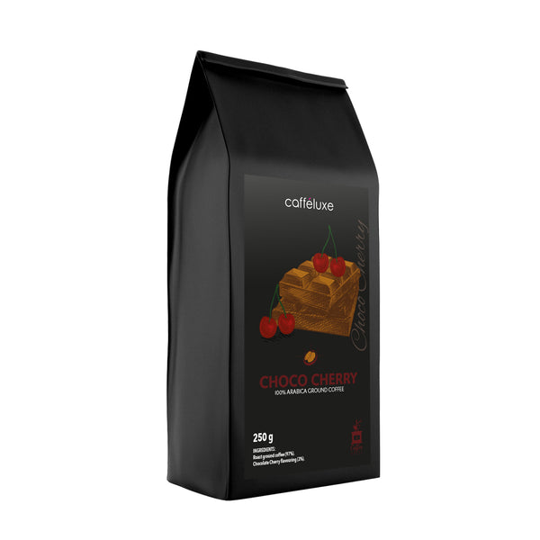 Caffeluxe Choco Cherry Flavoured Ground Coffee l 250g l 100% Arabica