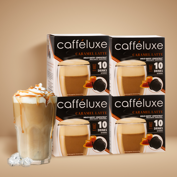 Cafféluxe Caramel Latte | 40 Capsules | Single Serve | Dolce Gusto® Compatible Pods